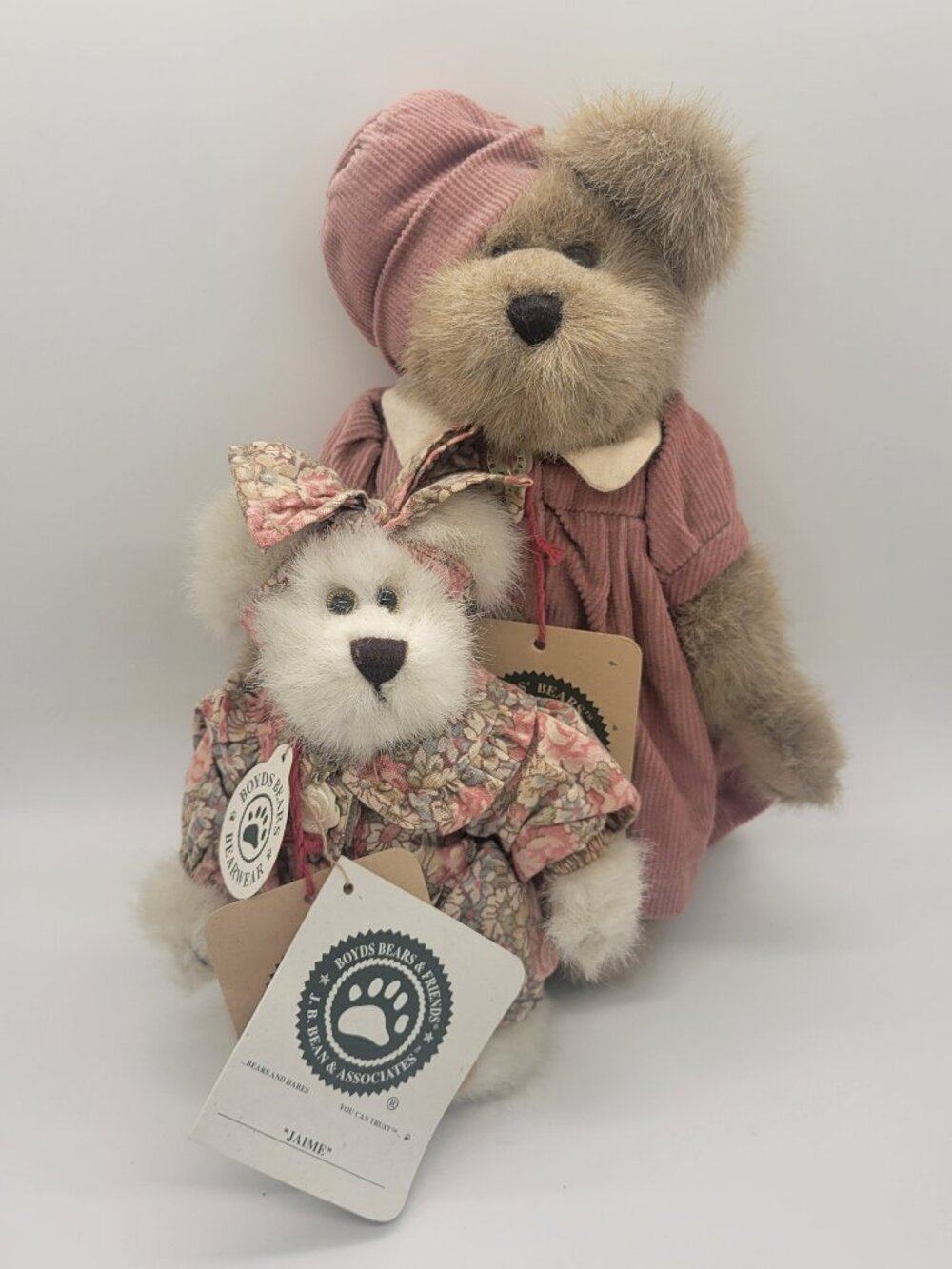 Lot 2 Vintage Boyds Bears Canada Exclusive Jaime Sarah‎ Plush Teddy Tags Jointed